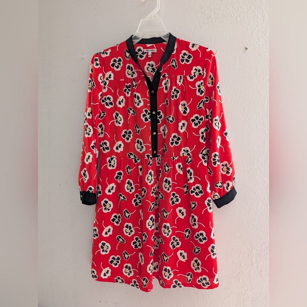 Juicy Couture Orange Dress with Black and White Floral Design